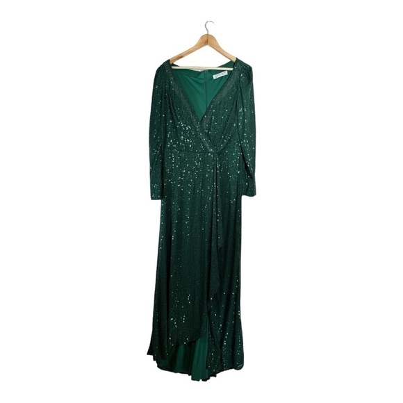 Mac Duggal Sequin Wrap Evening Gown in Emerald NWT - Picture 2 of 6